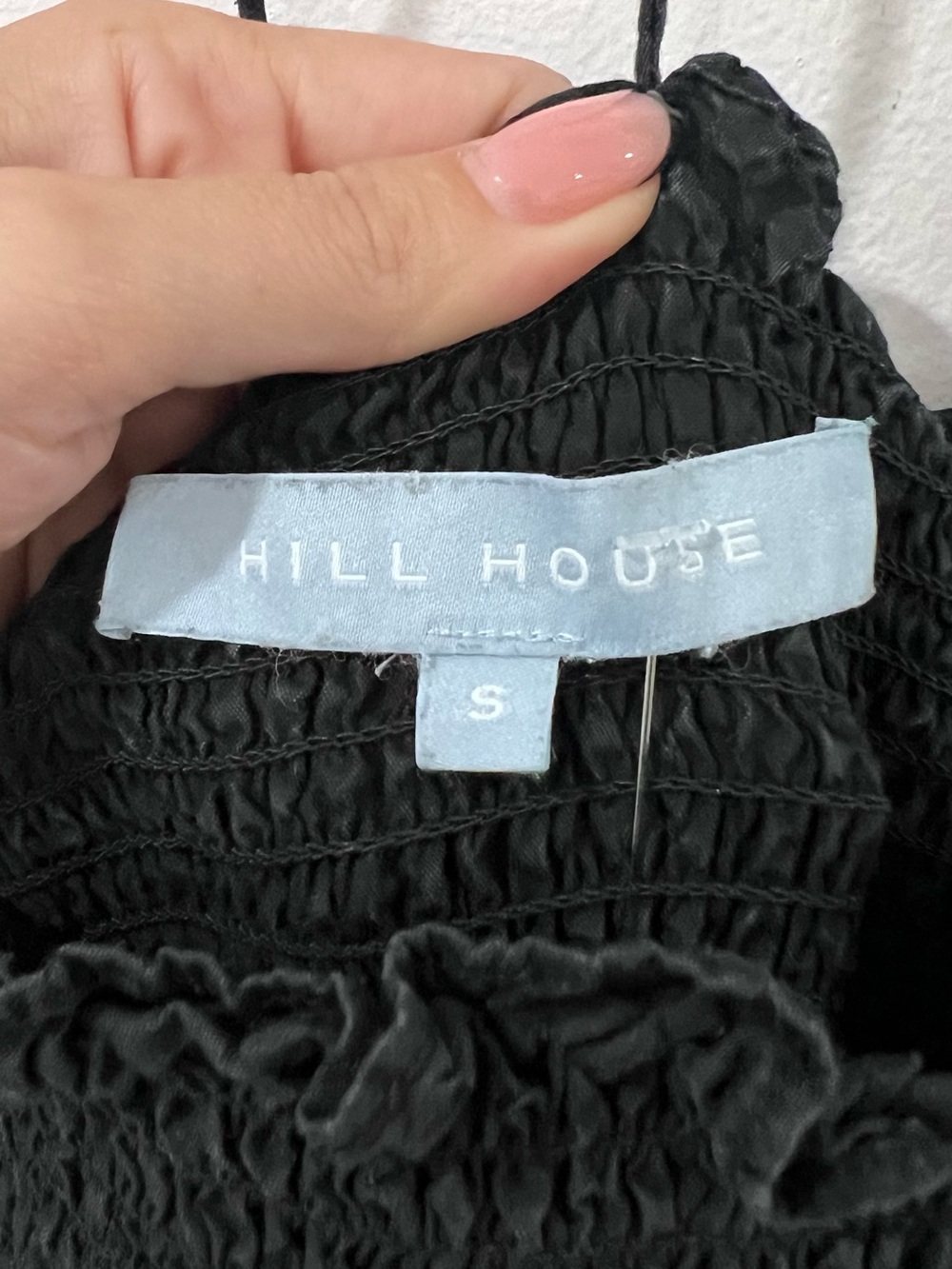 Hill House Black Smocked Puff Sleeve Midi Nap Dress S - Picture 3 of 5